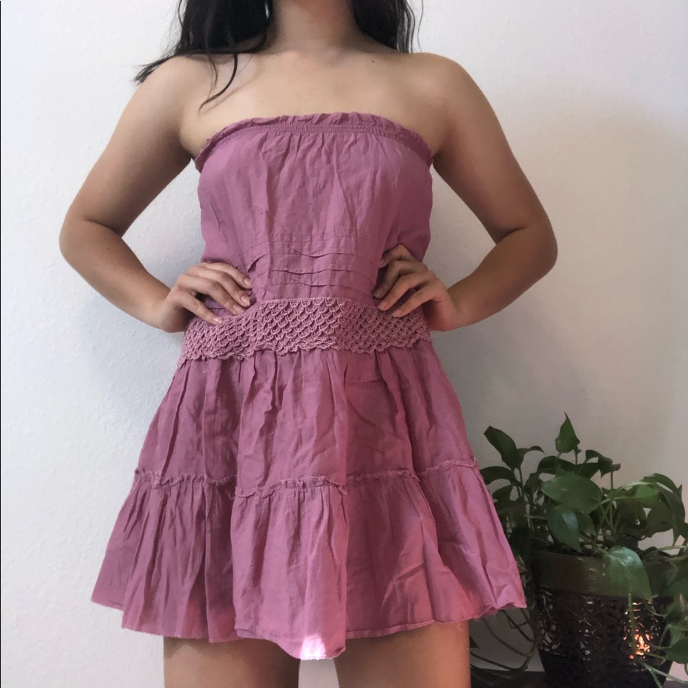 Strapless Dress with Crochet Detailing